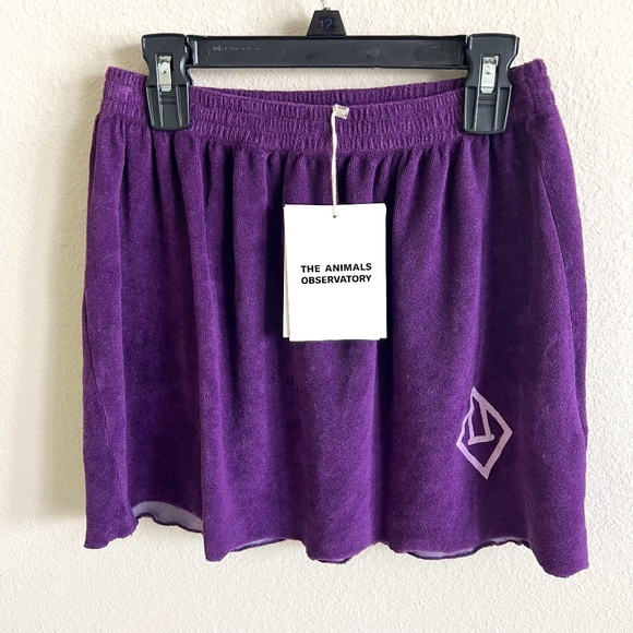 NWT The Animals Observatory Plain Terry Cloth Skirt in Purple size 10 - Picture 2 of 9